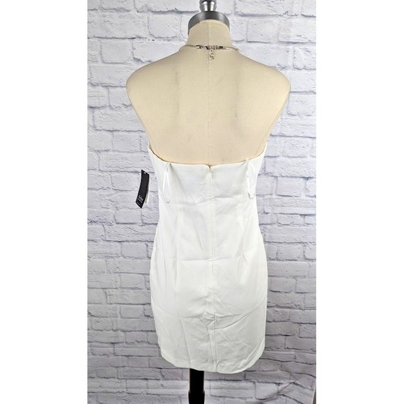 Aidan by Aidan Mattox Women's Jeweled Halter Neck Sheath Dress White Size 10 - Picture 4 of 6